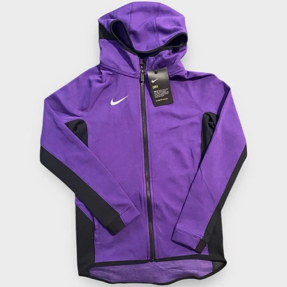 Nike Youth Dry Showtime Full Zip Dri-FIT Double Knit Hoodie Kids size M New